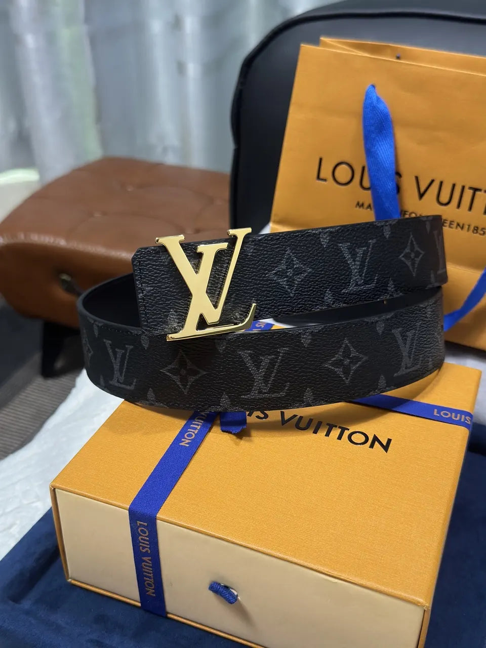 monogram Louis Vuitton Gold Buckle Belt