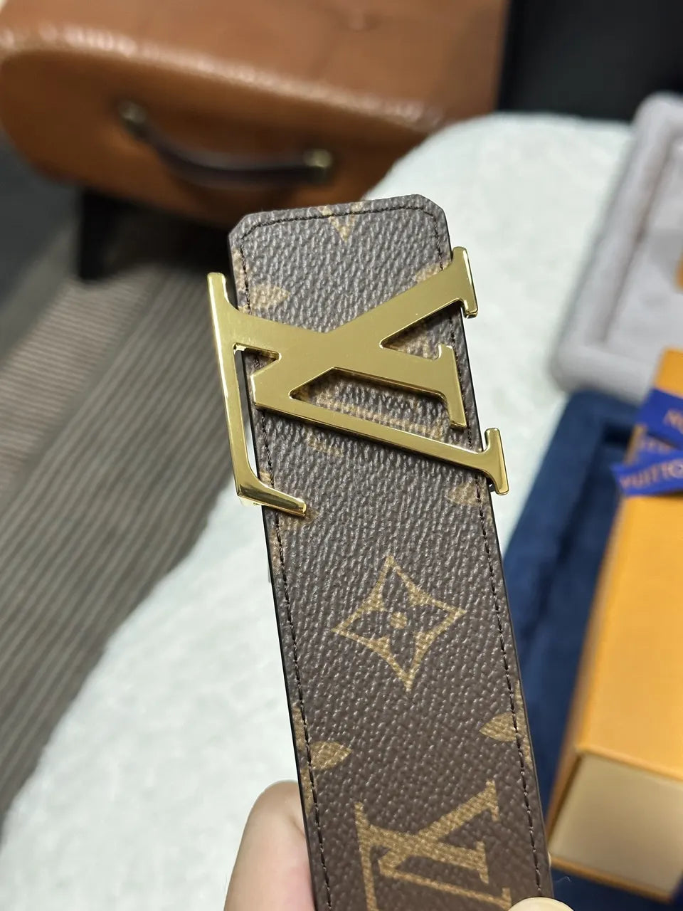 Louis Vuitton Monogram Brown Belt gold lv - Hình 2