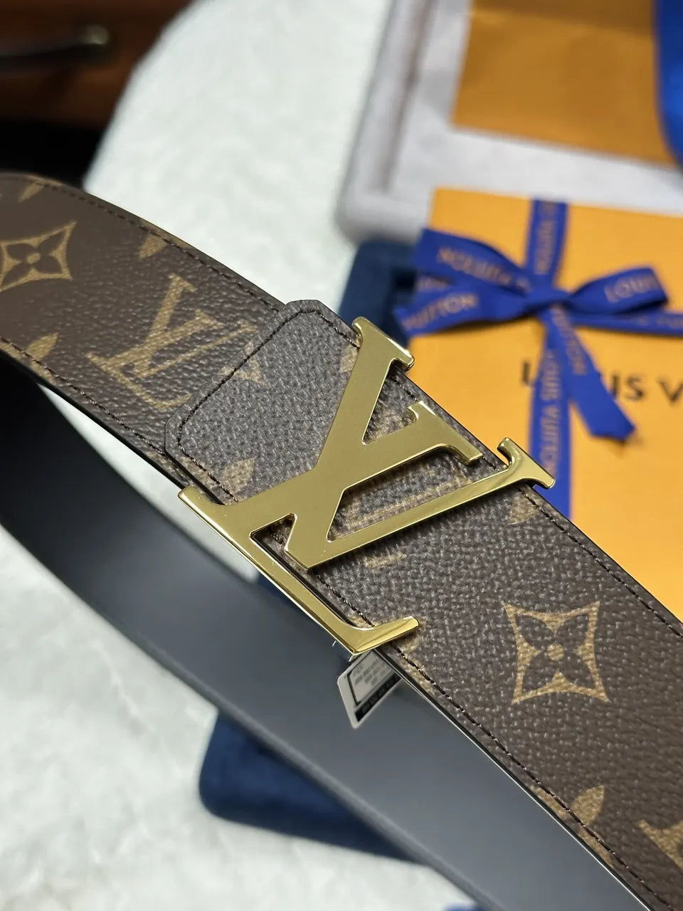 Louis Vuitton Monogram Brown Belt gold lv - Hình 4