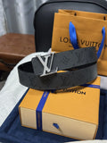 silver lv Louis Vuitton Gray Monogram Belt