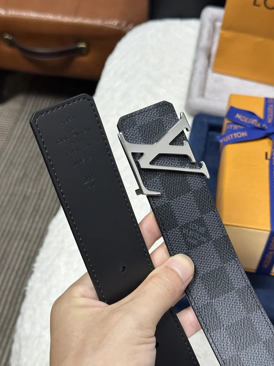LV Damier Infini Leather Belt - Hình 3