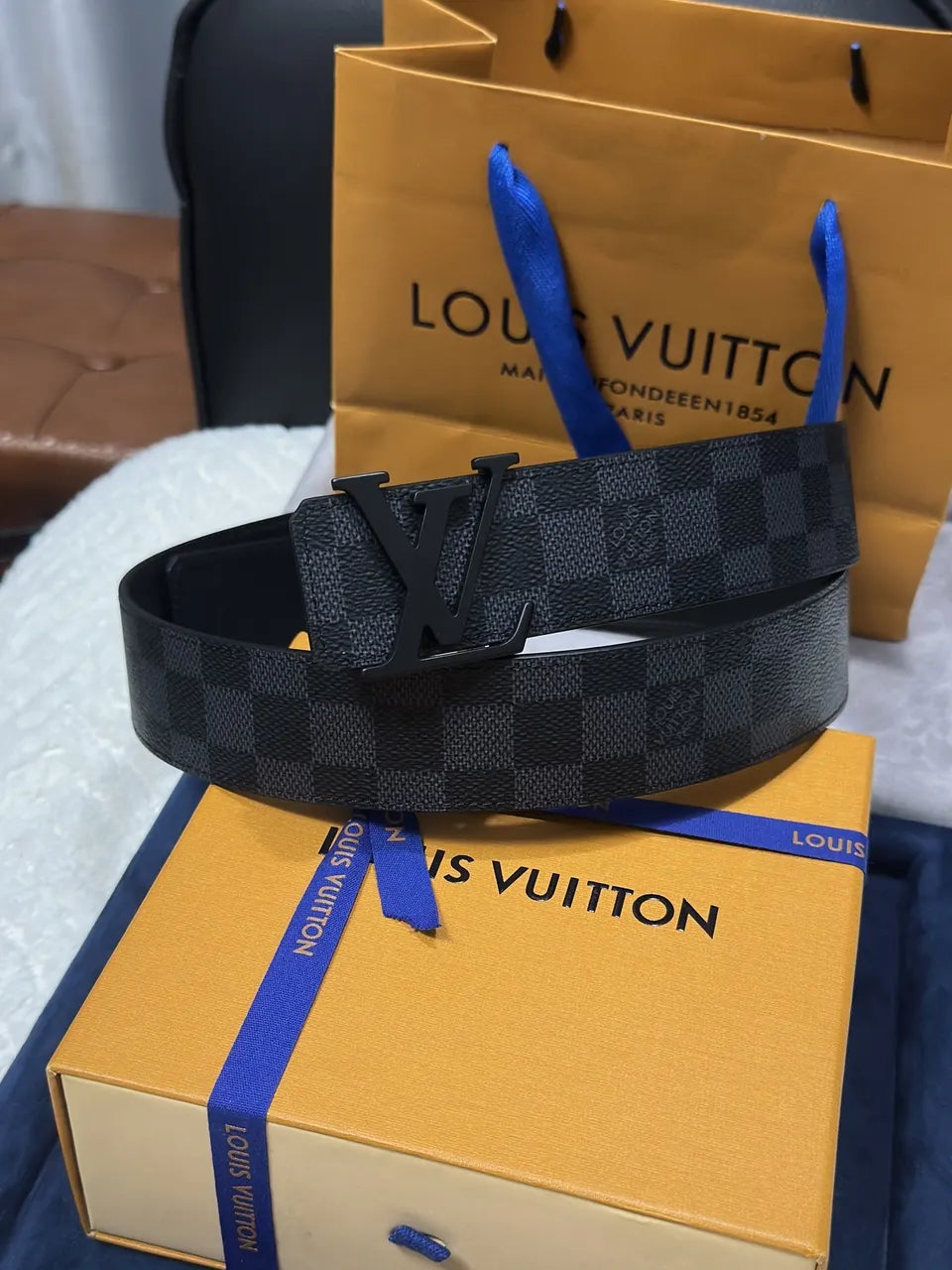 Damier Graphite Matte Black Belt