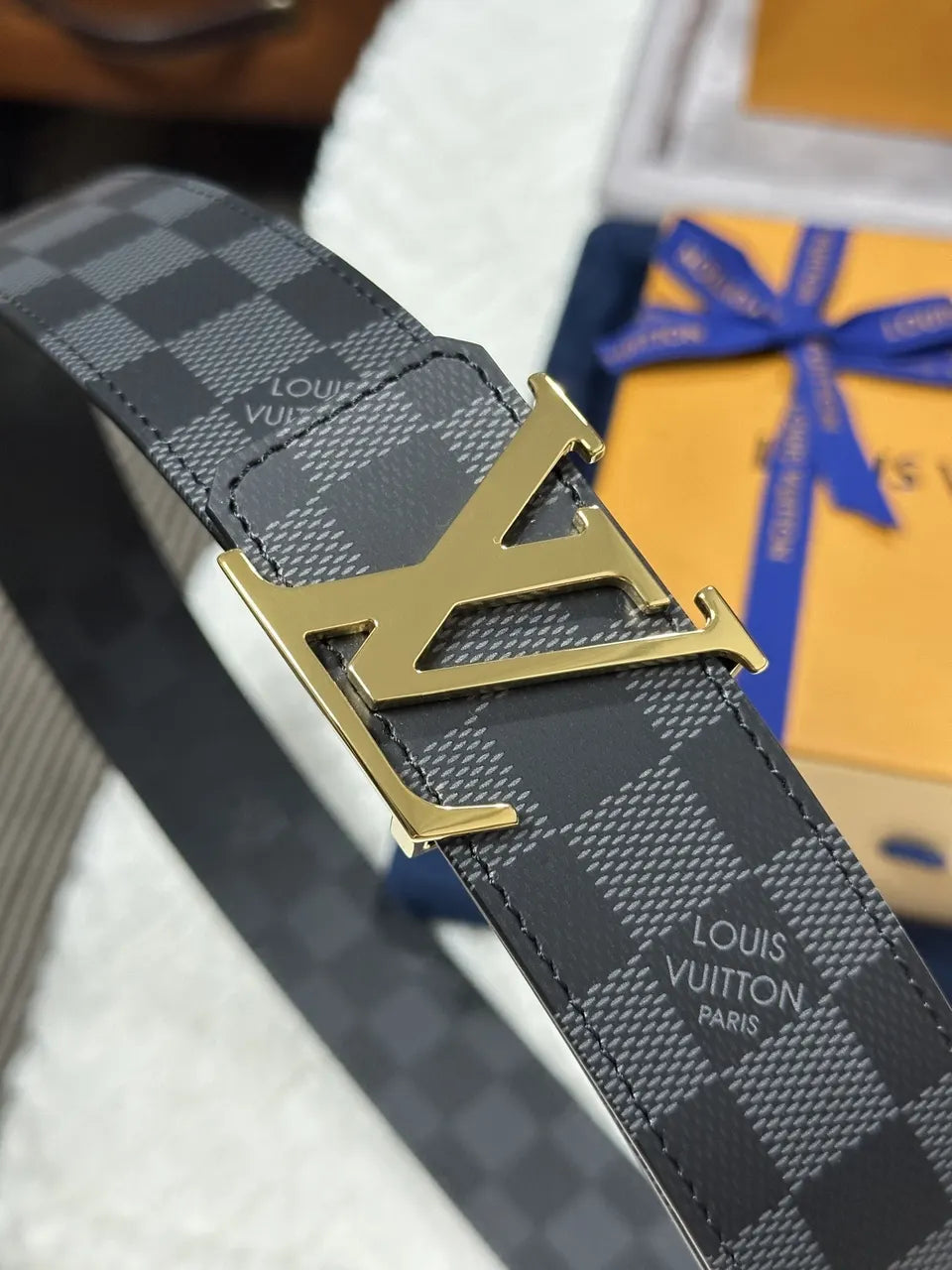 Damier Infini Gold LV Belt - Hình 6