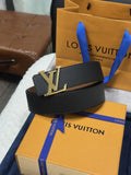 gold Louis Vuitton Black Taurillon Leather Belt