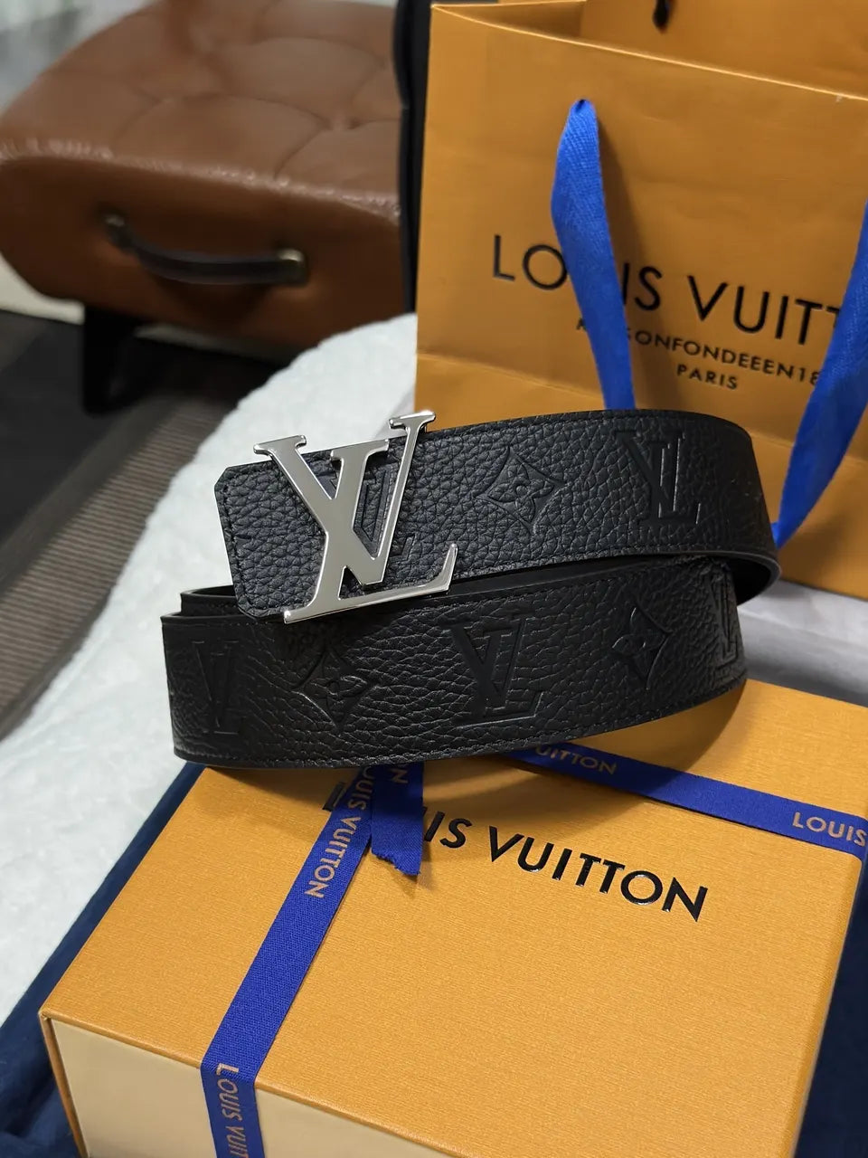 Louis Vuitton Black Embossed Leather