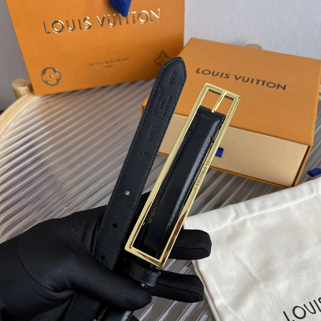 Louis Vuitton Black Skinny Leather Belt - Hình 3