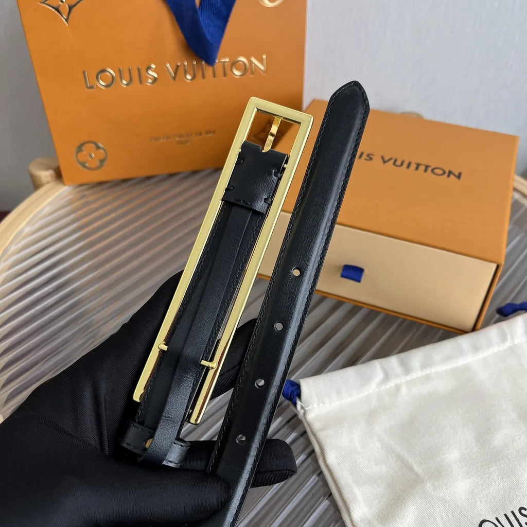 Louis Vuitton Black Skinny Leather Belt - Hình 5