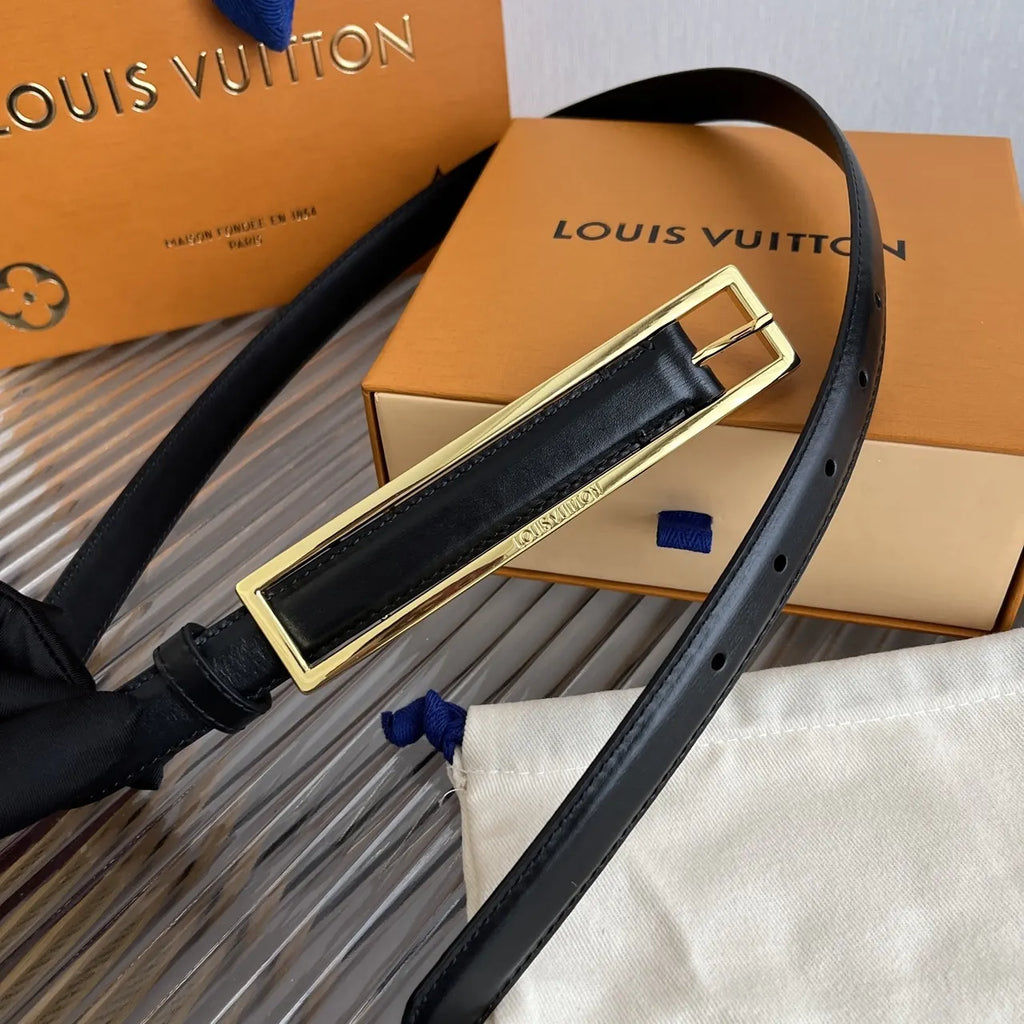 Louis Vuitton Black Skinny Leather Belt - Hình 8