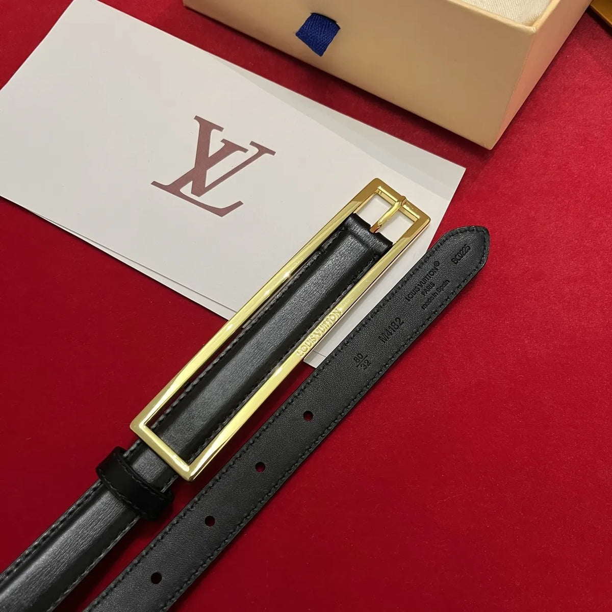 black leather Louis Vuitton Gold Buckle Belt - Hình 4