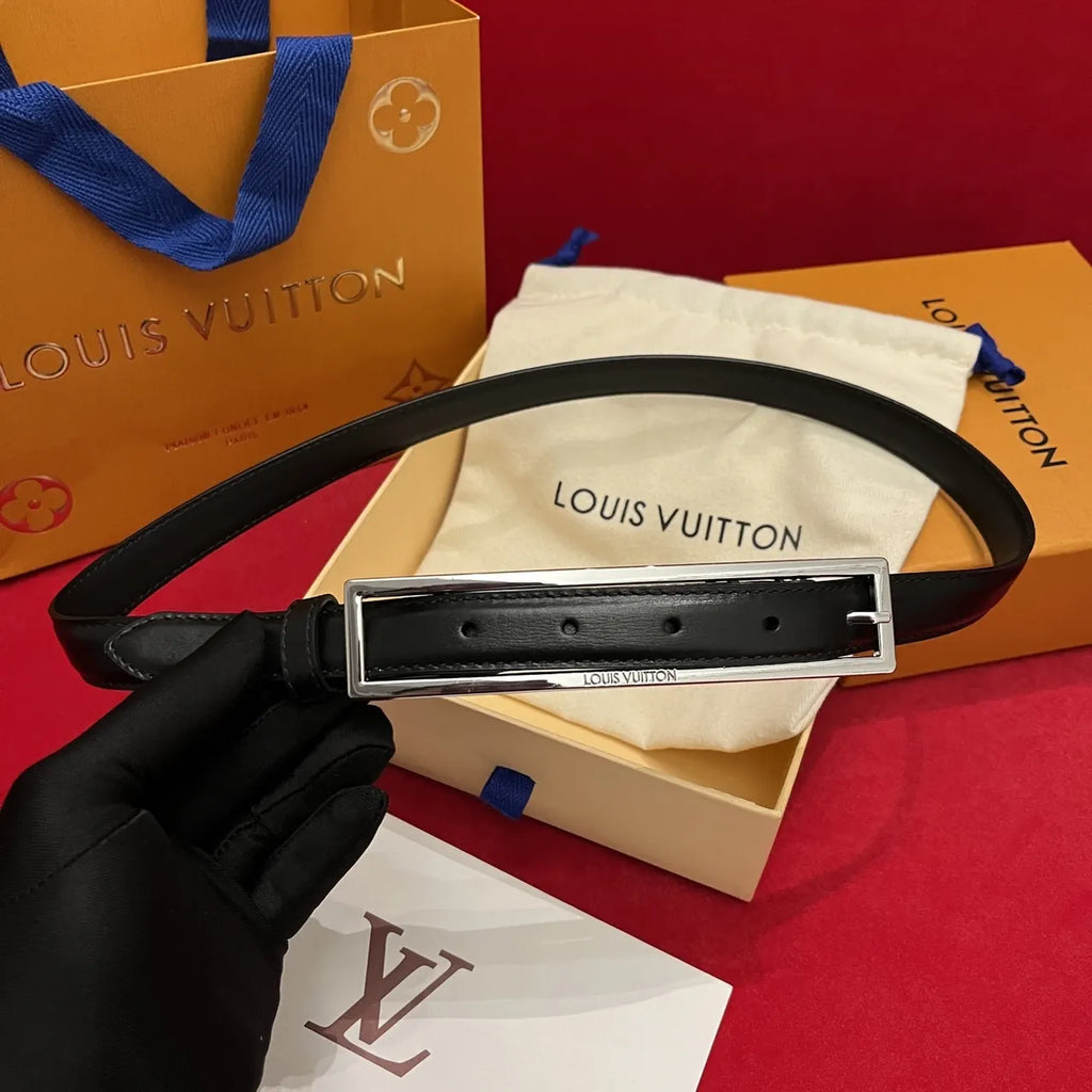 Louis Vuitton Rectangular Buckle Black Leather Belt