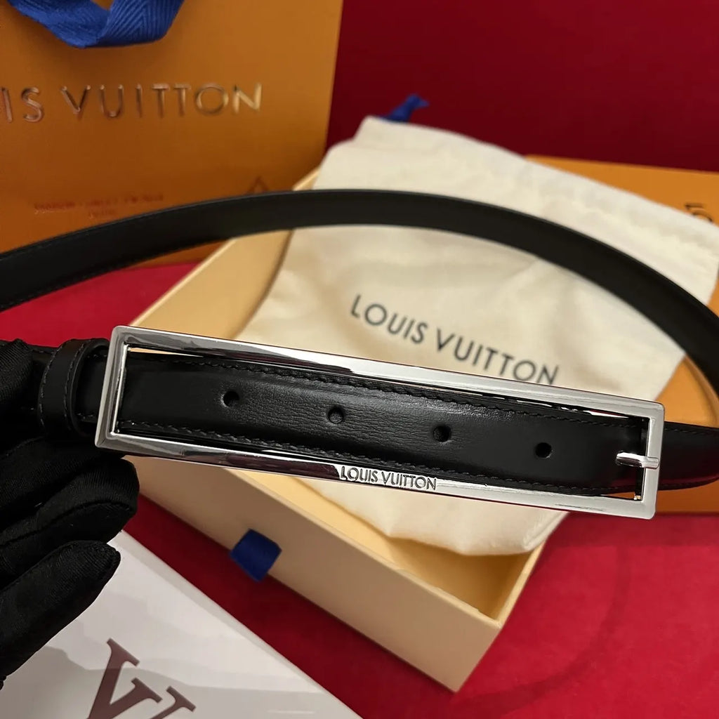 Louis Vuitton Rectangular Buckle Black Leather Belt - Hình 2