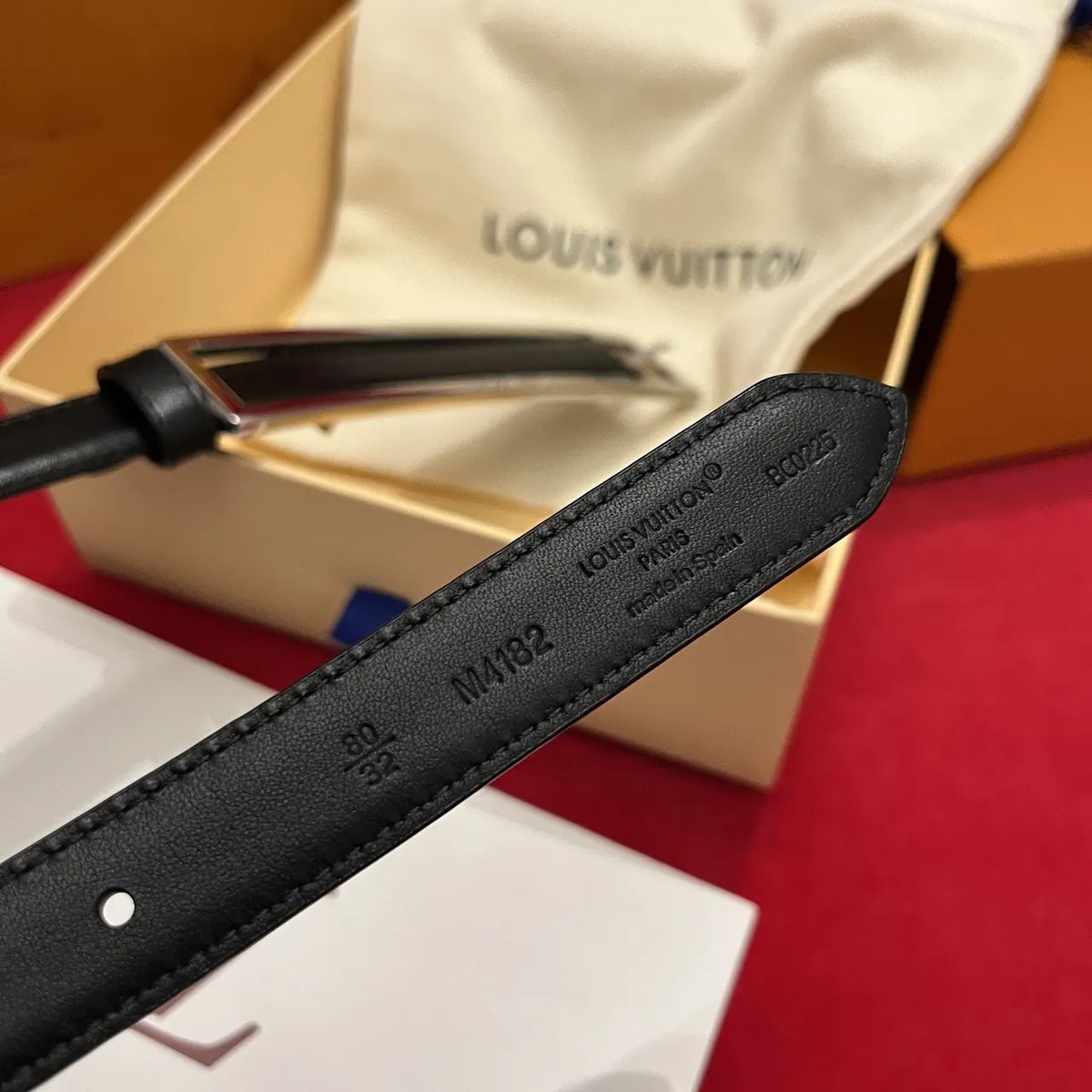 Louis Vuitton Rectangular Buckle Black Leather Belt - Hình 4