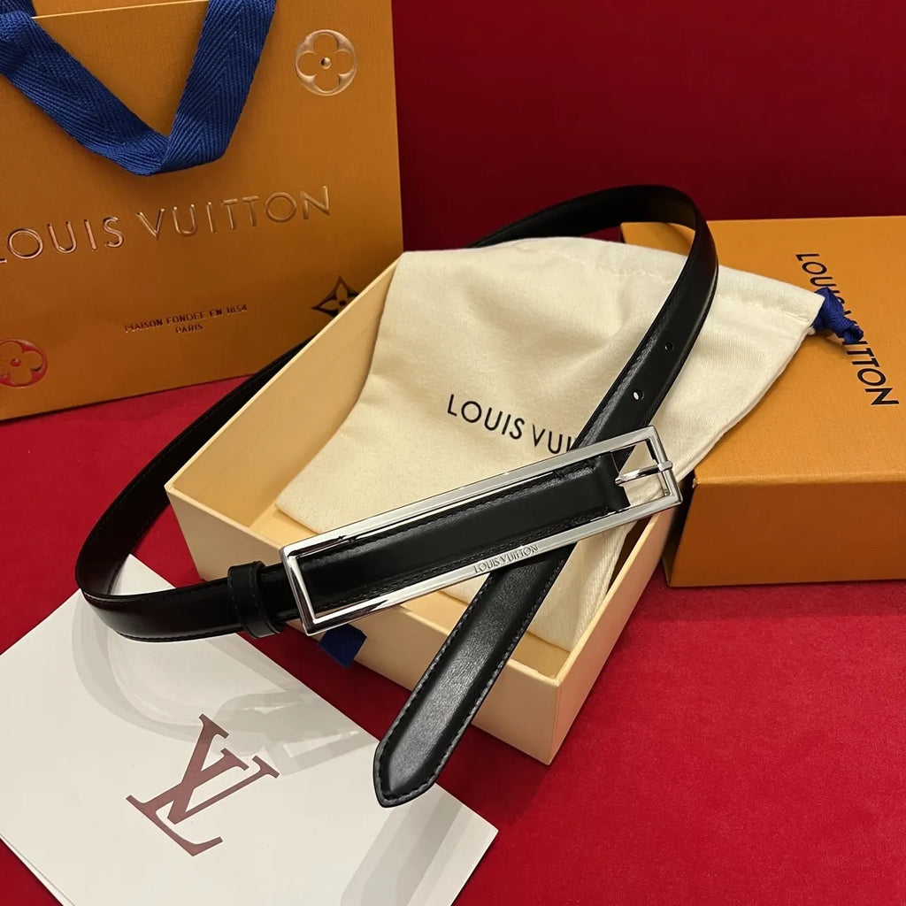 Louis Vuitton Rectangular Buckle Black Leather Belt - Hình 6