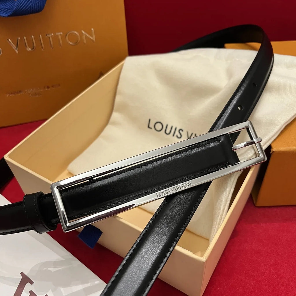 Louis Vuitton Rectangular Buckle Black Leather Belt - Hình 7