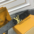 Louis Vuitton Gold Buckle Belt black monogram