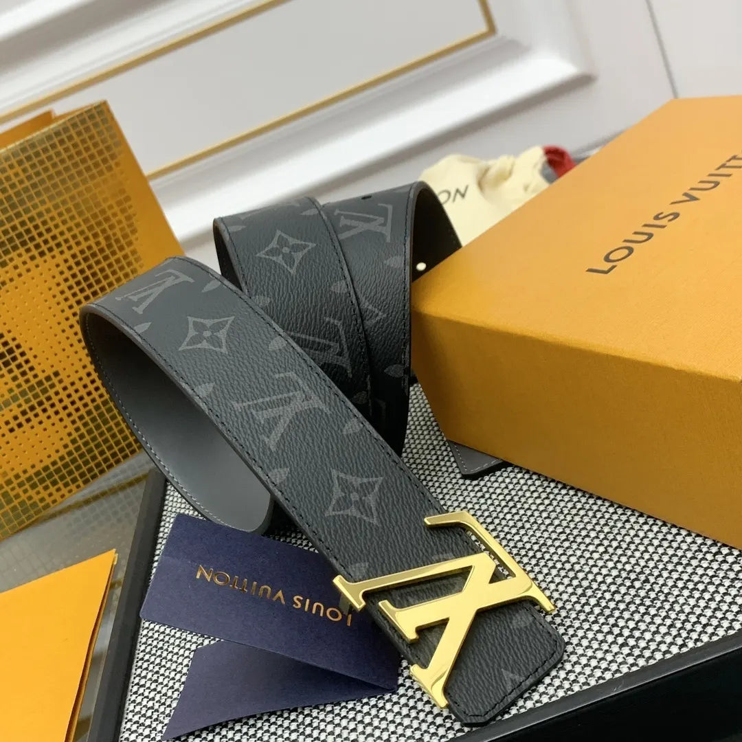 Louis Vuitton Gold Buckle Belt black monogram - Hình 2