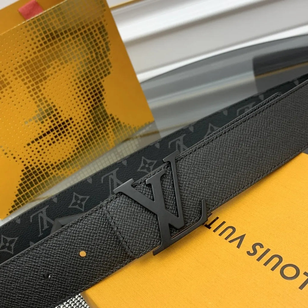 Louis Vuitton Black Monogram Matte Buckle Belt