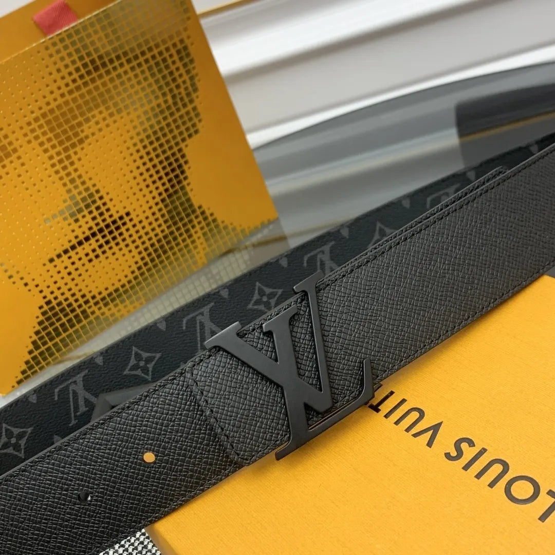 Louis Vuitton Black Monogram Matte Buckle Belt