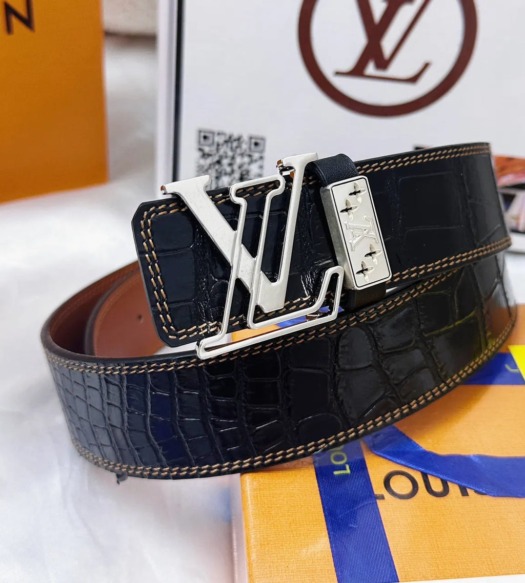 black Louis Vuitton Alligator Belt