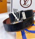 black Louis Vuitton Alligator Belt