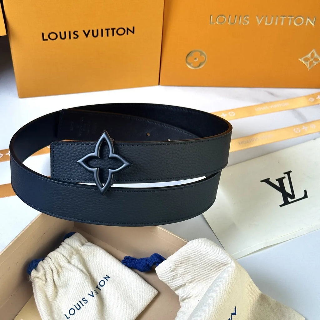 Louis Vuitton Black Flower Buckle Belt