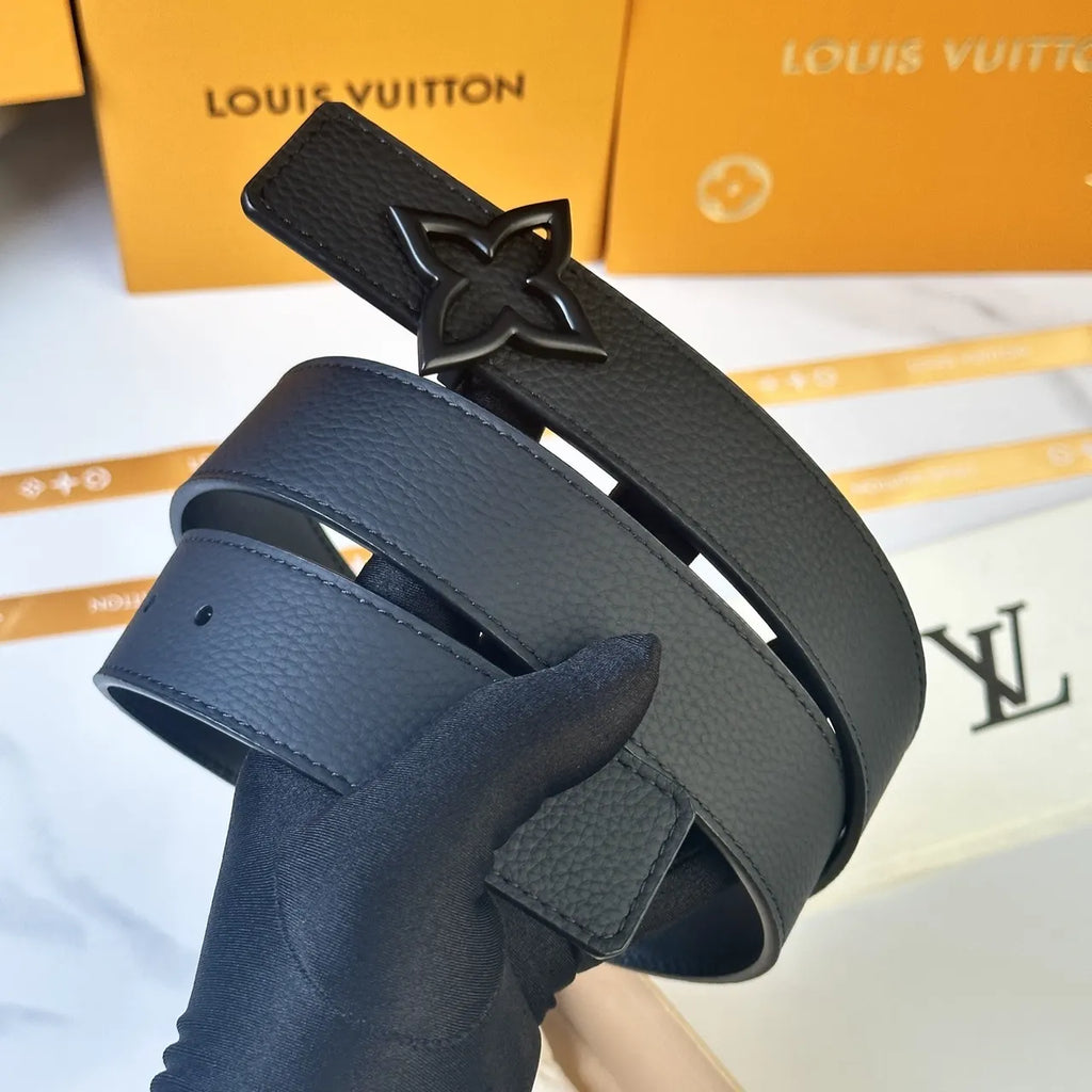 Louis Vuitton Black Flower Buckle Belt - Hình 3