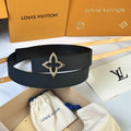 LV Black Leather Flower Belt