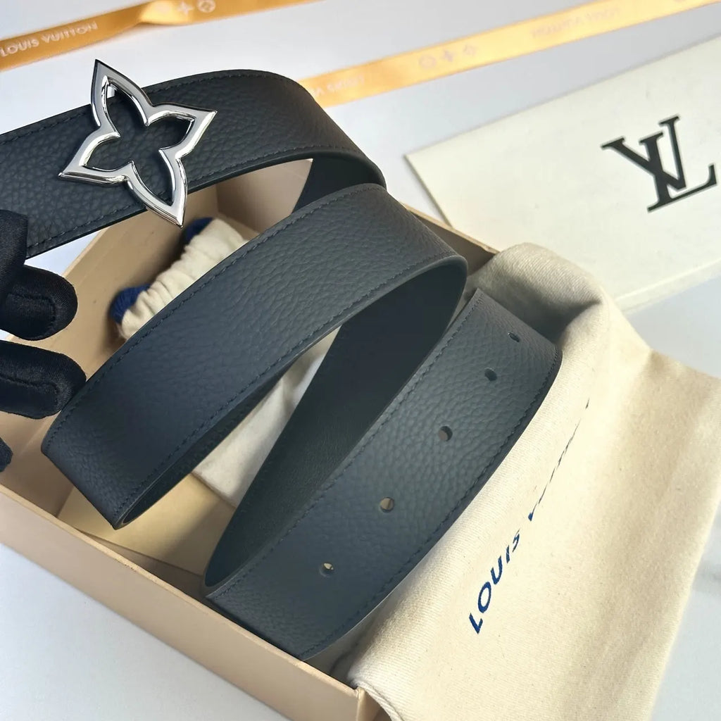 LV Black Leather Flower Belt - Hình 2