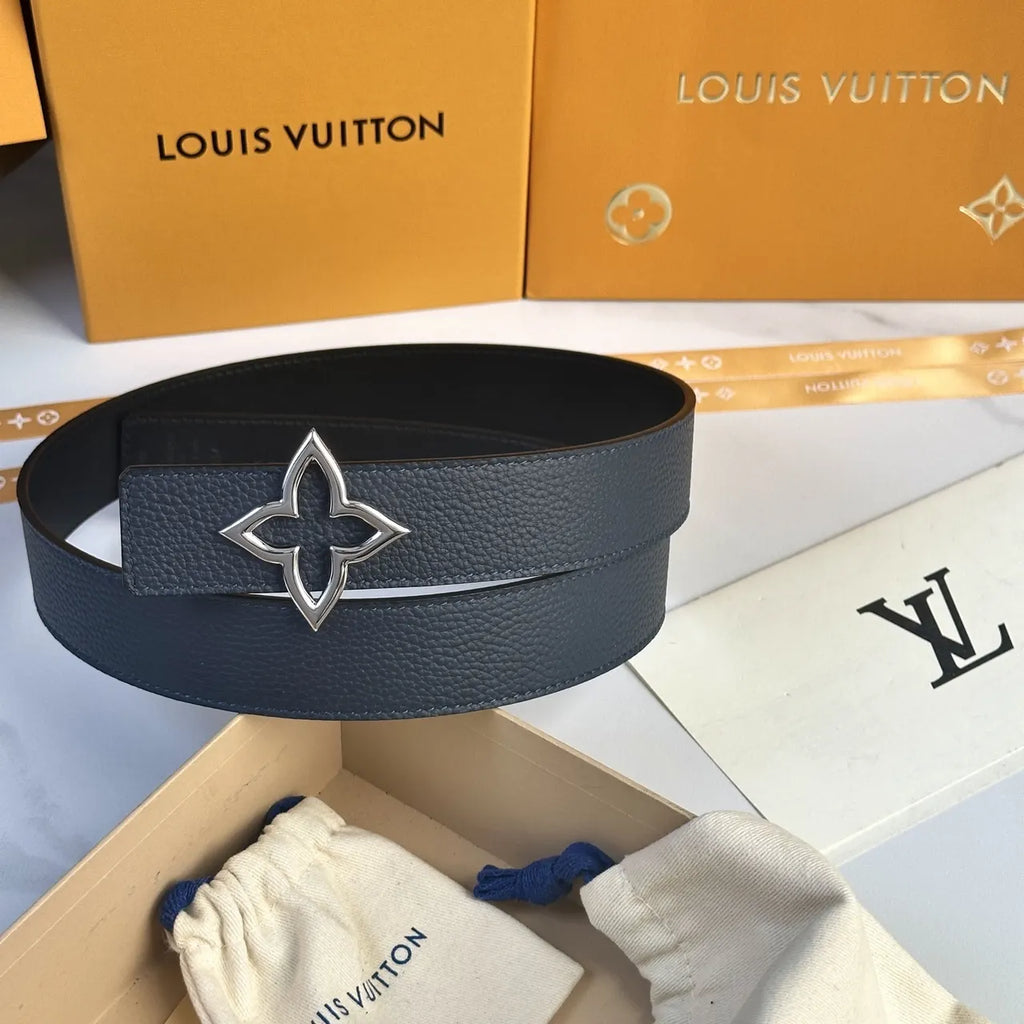 flower Louis Vuitton Blue Leather Belt