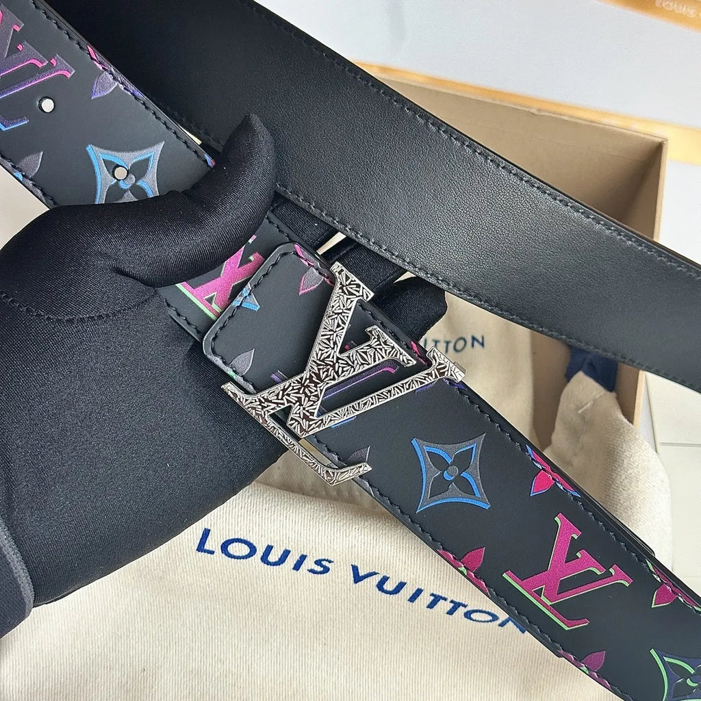 LV Black Multicolor Belt - Hình 2