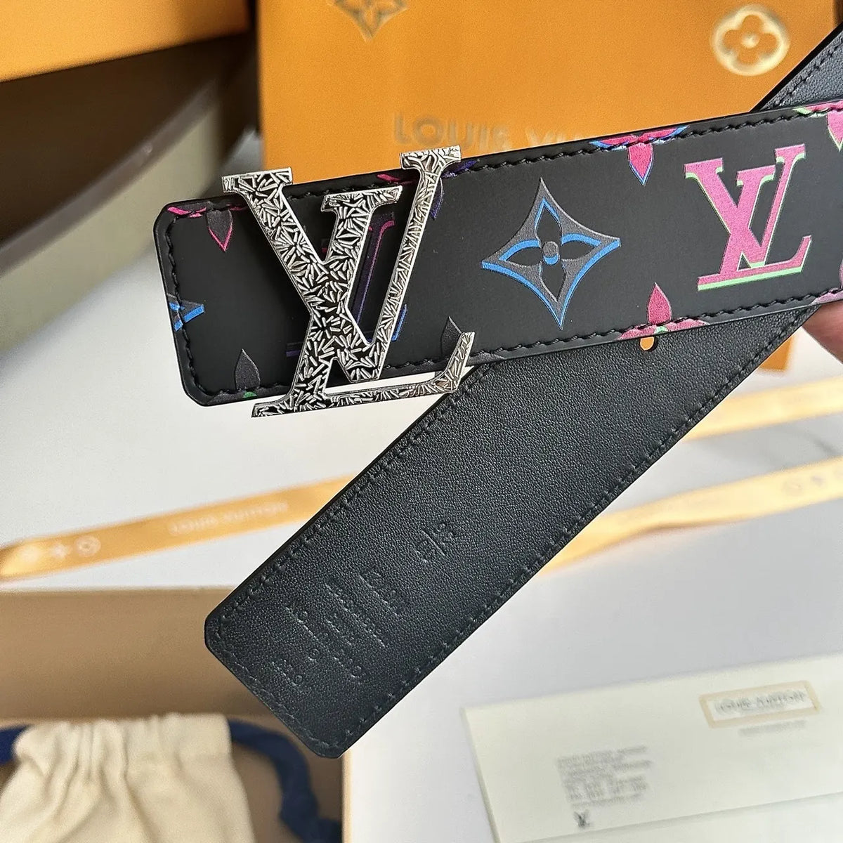 LV Black Multicolor Belt - Hình 4