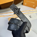 black Louis Vuitton Flower Belt
