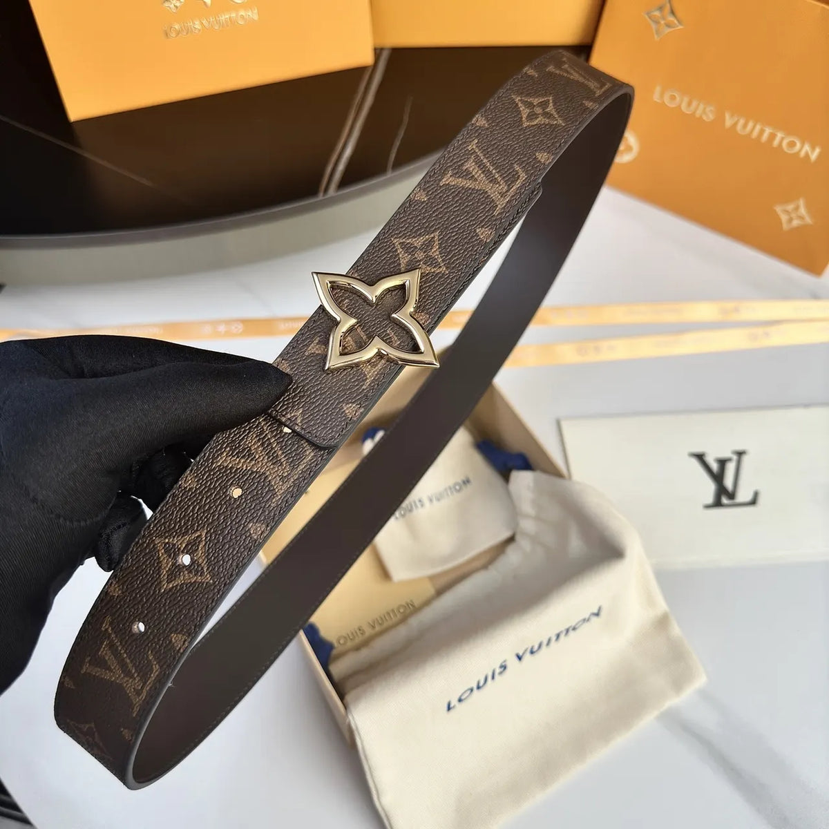 LV Monogram Flower Belt - Hình 5