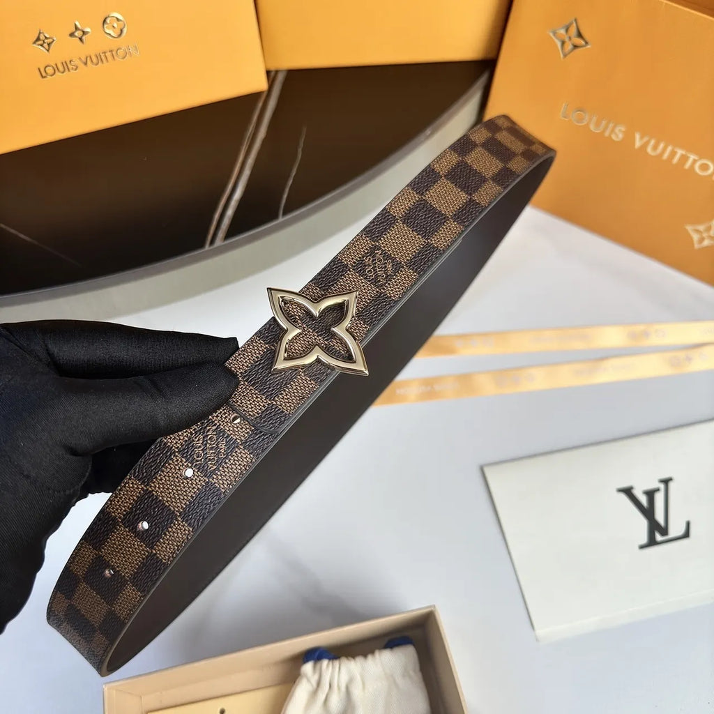 Louis Vuitton Damier Azur Belt gold - Hình 4