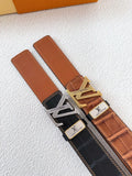 LV Crocodile Embossed Leather Belt
