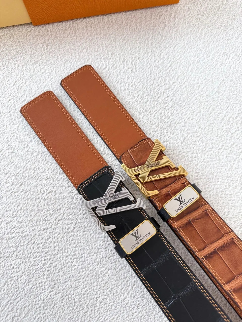 LV Crocodile Embossed Leather Belt