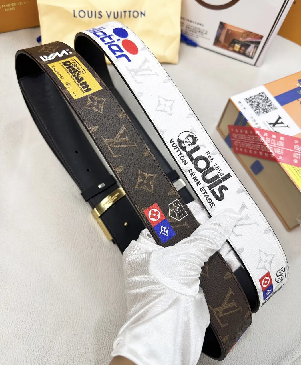 Louis Vuitton Brown Monogram Comic Belt - Hình 5