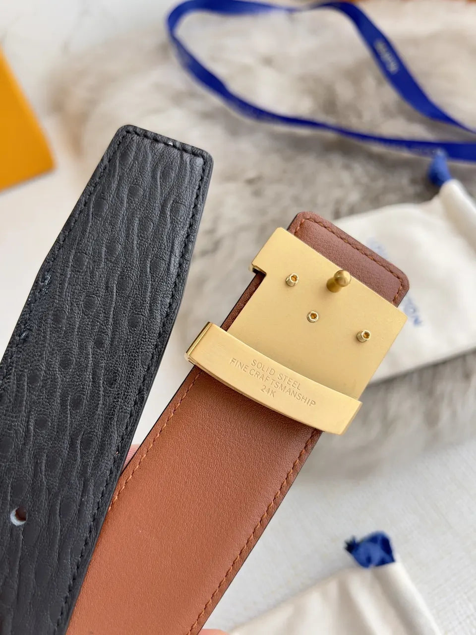 Louis Vuitton Textured Leather Belt - Hình 7