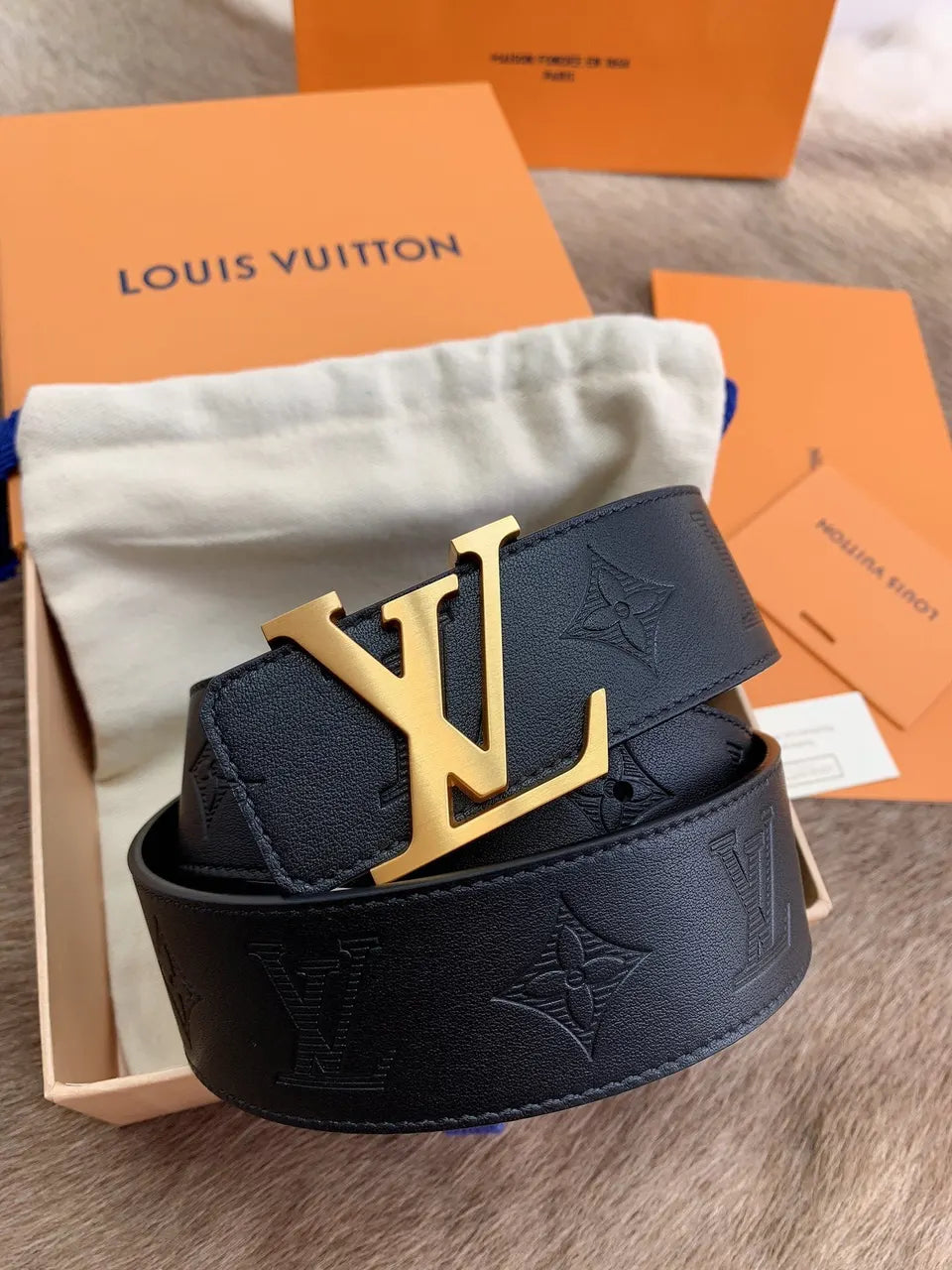 Louis Vuitton Embossed Monogram Belt black