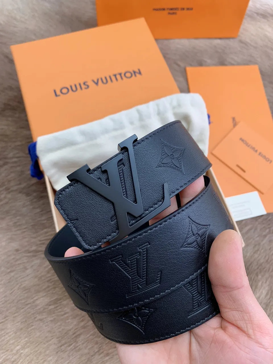 Louis Vuitton Black Monogrammed Belt - Hình 3