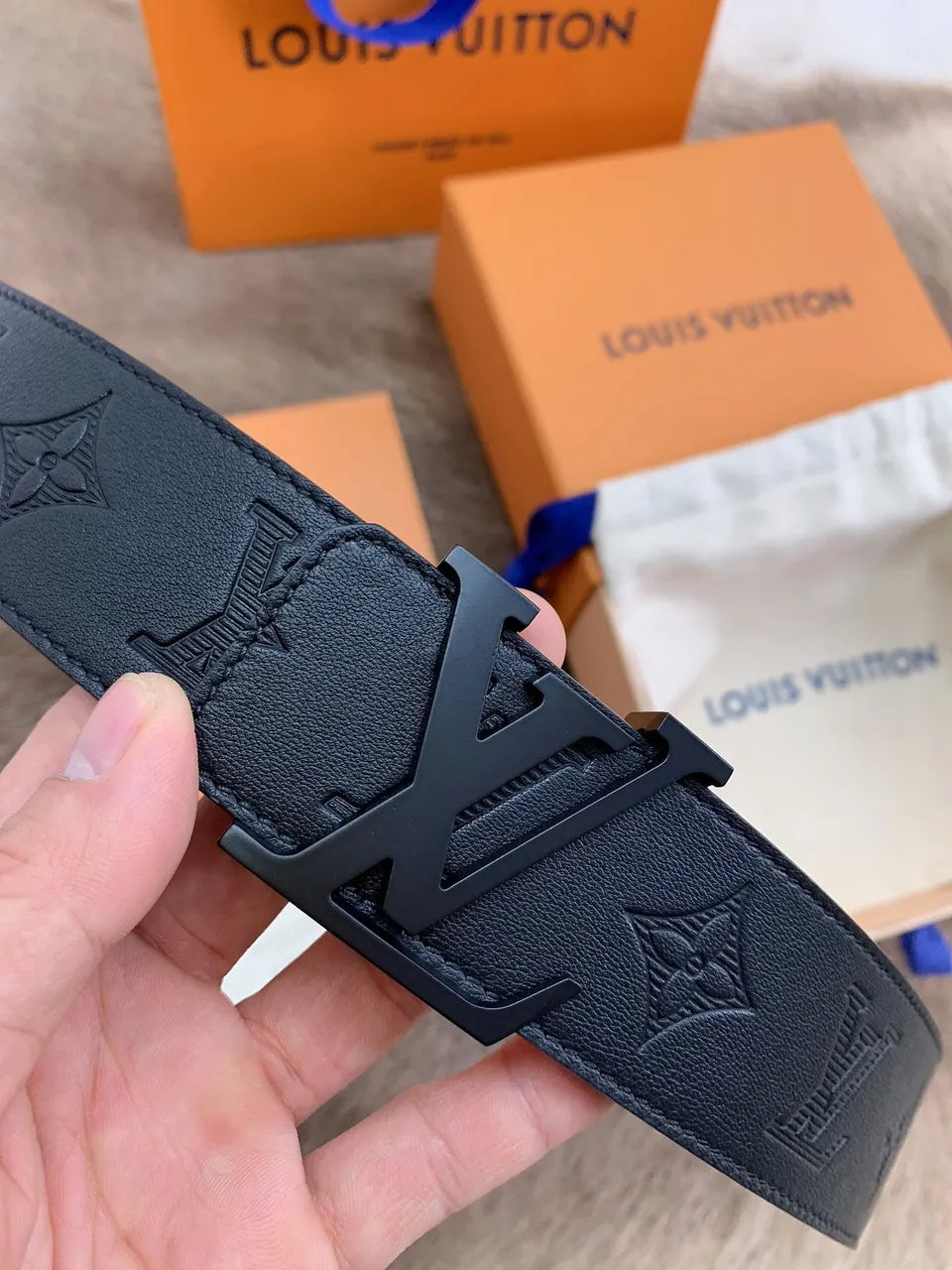 Louis Vuitton Black Monogrammed Belt - Hình 4