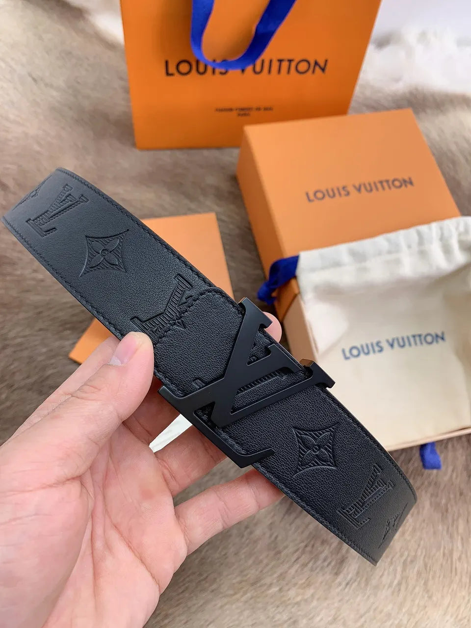Louis Vuitton Black Monogrammed Belt - Hình 6