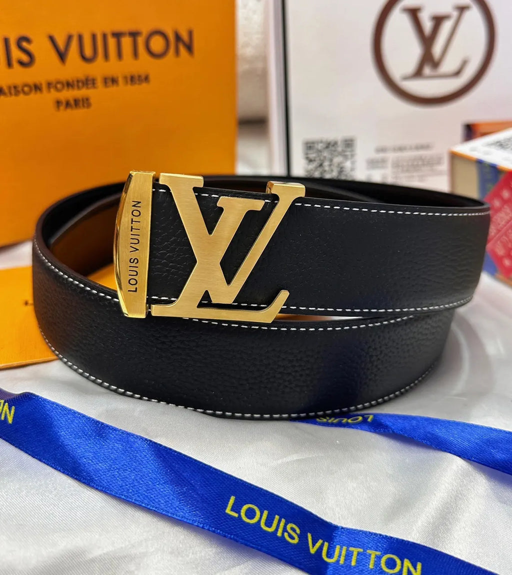 black Louis Vuitton LV Initiales Belt - Hình 3