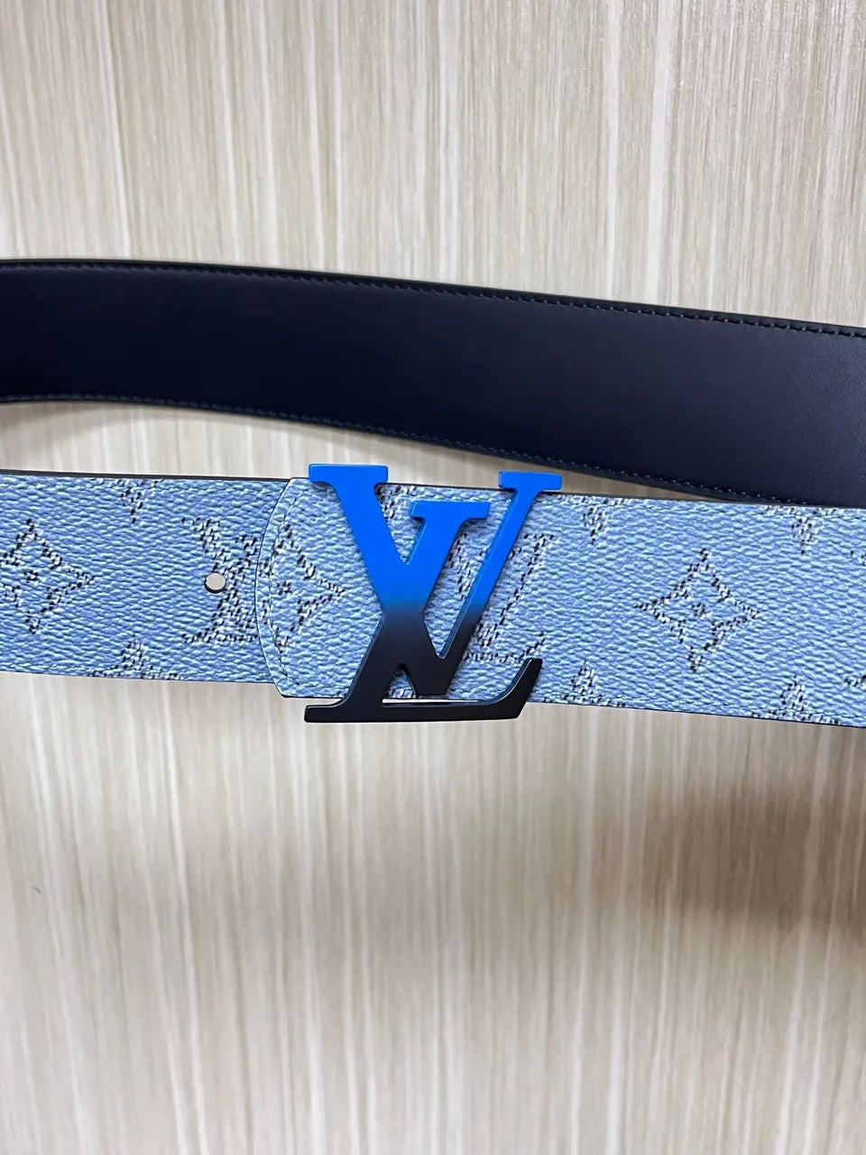 coated Louis Vuitton Blue Monogram Belt - Hình 3