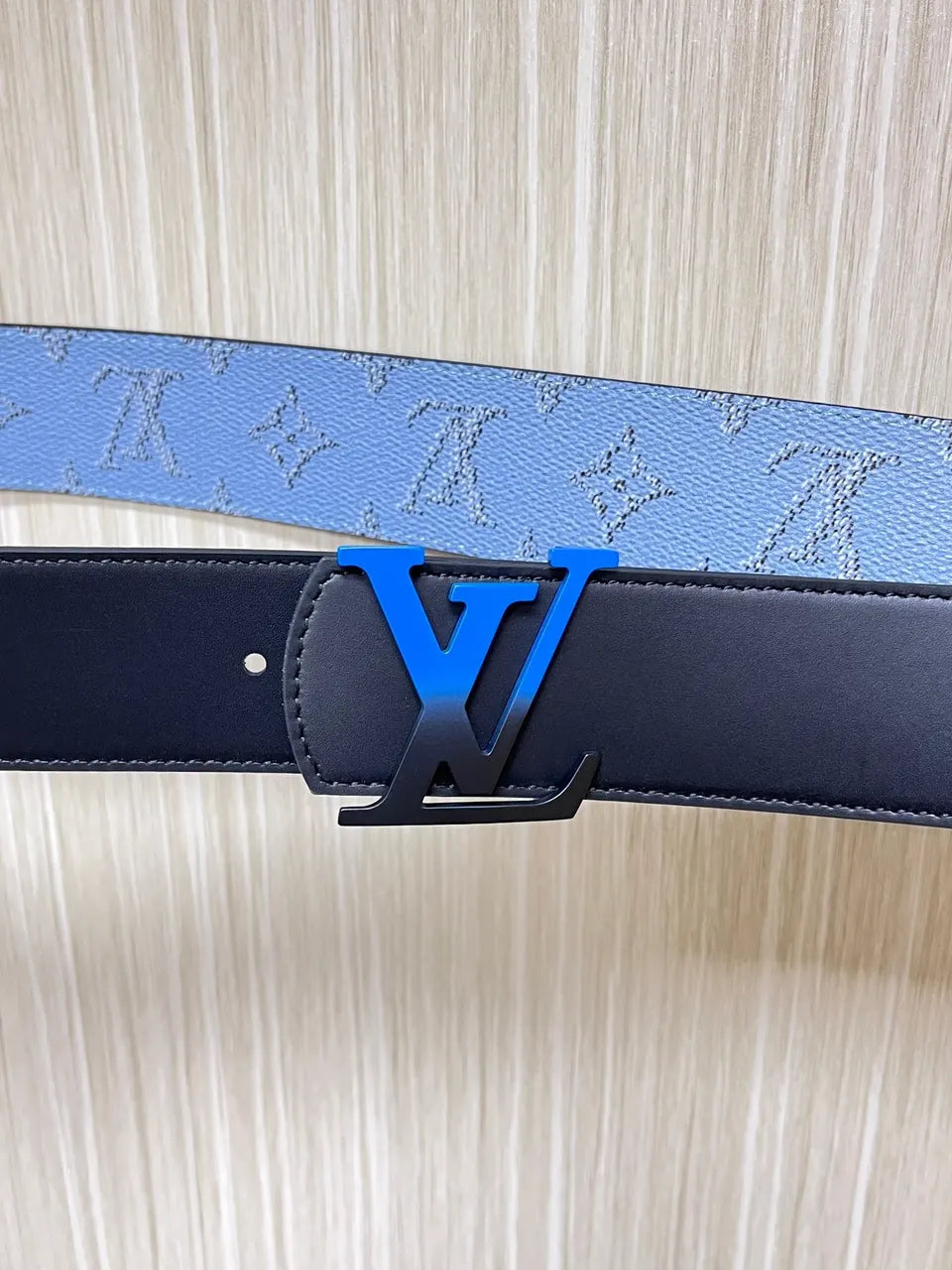 coated Louis Vuitton Blue Monogram Belt - Hình 4