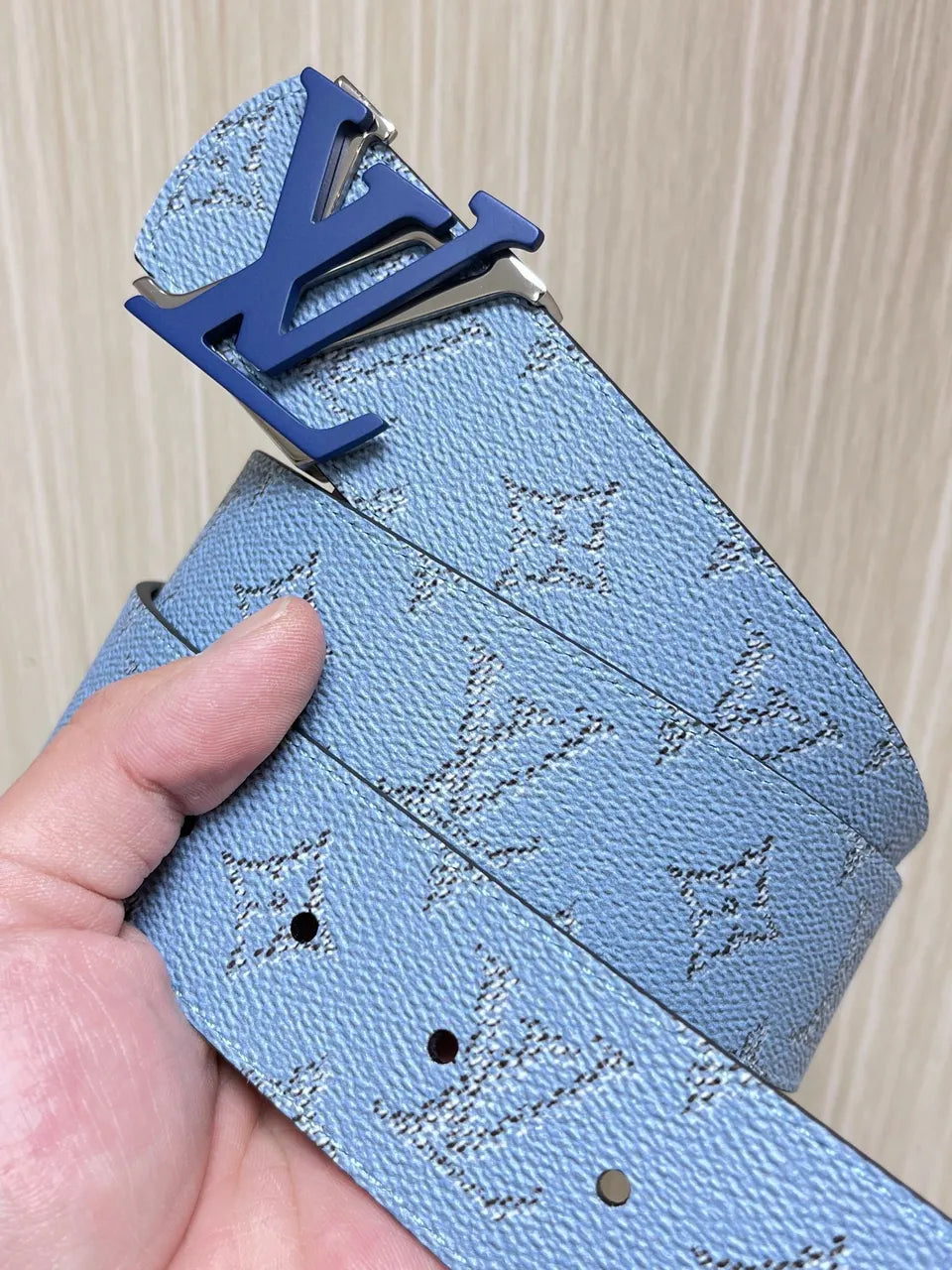 LV Light Blue Monogram Belt