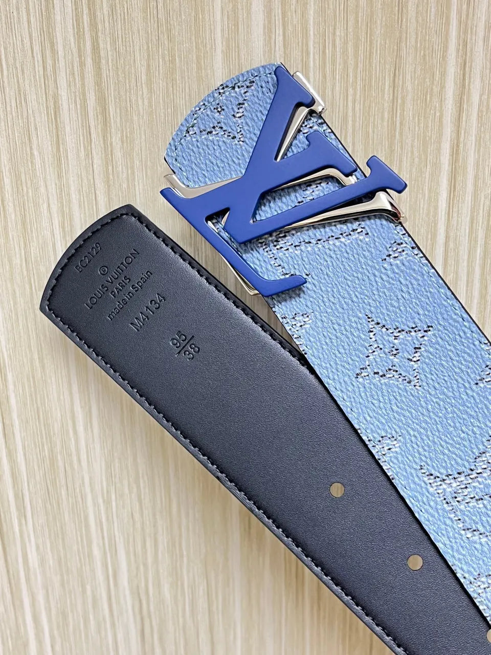 LV Light Blue Monogram Belt - Hình 3
