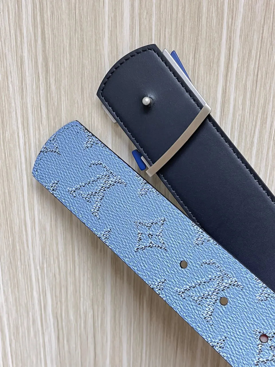 LV Light Blue Monogram Belt - Hình 4