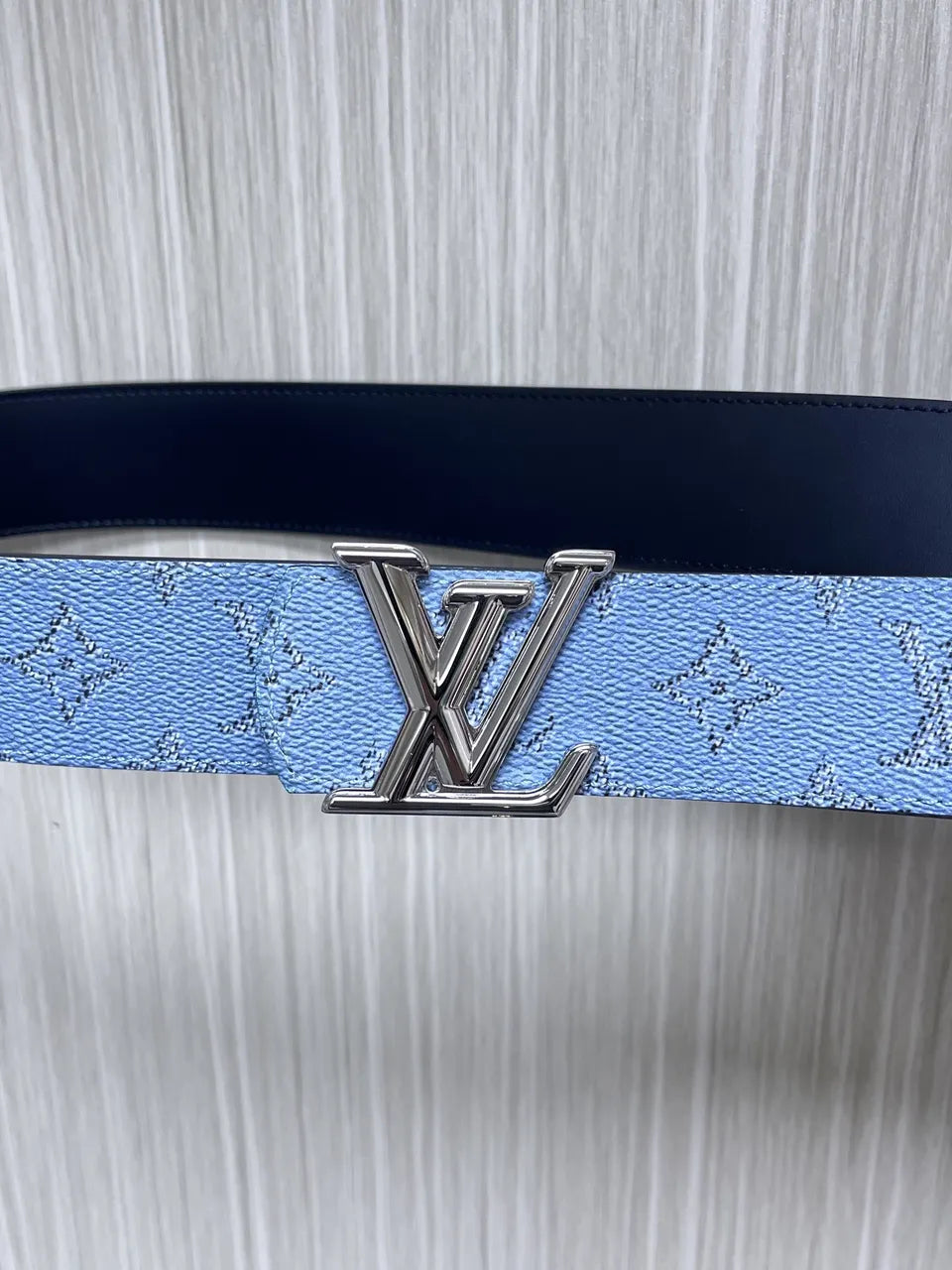 lv Louis Vuitton Blue Monogram Belt - Hình 2
