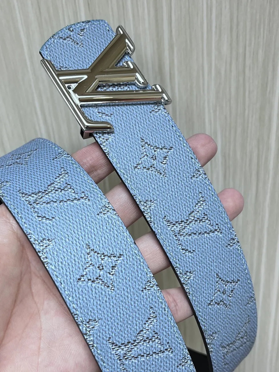 lv Louis Vuitton Blue Monogram Belt - Hình 5